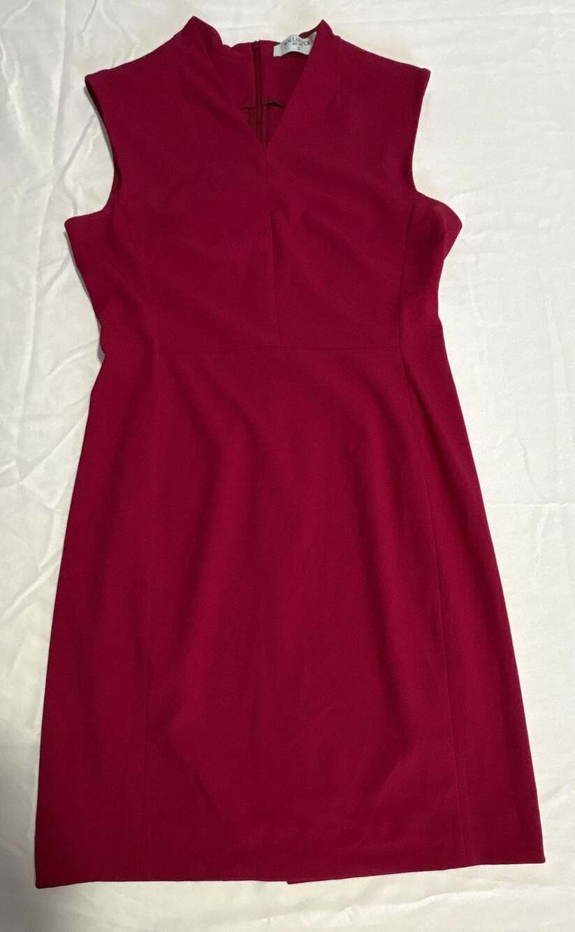 M.M. LaFleur Sheath Dress Size 10 Red Sleeveless V-Neck